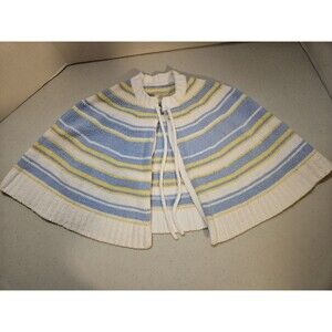 Chickeeduck Toddler Youth Poncho Yellow Blue White Stripe Polyester